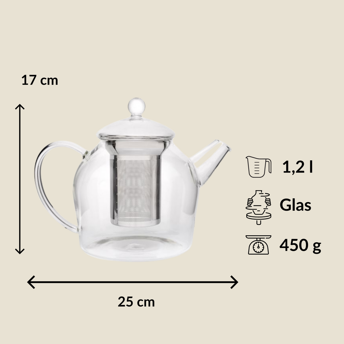 Théière en verre Gräfenhof 1,2 L